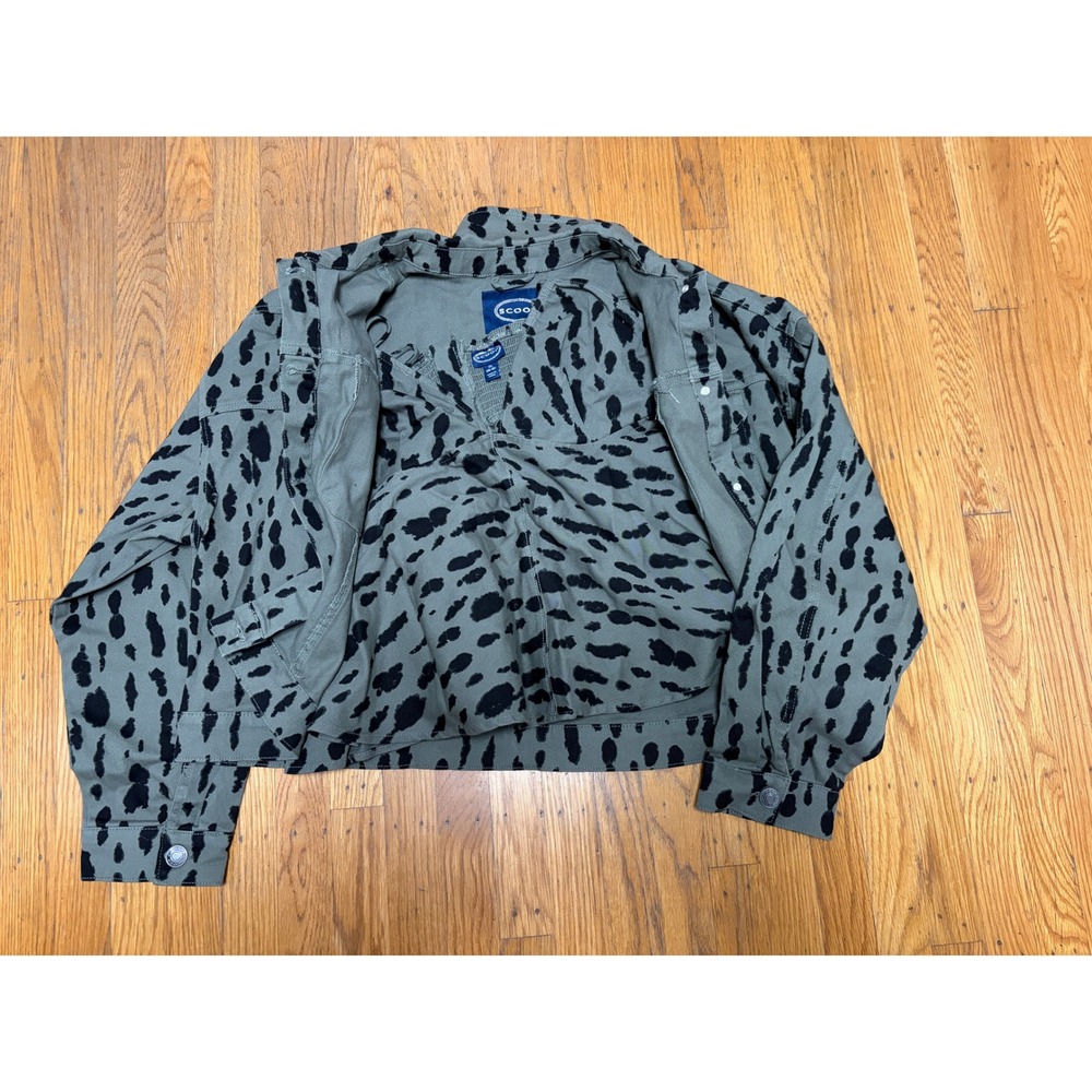 NWT Scoop 3pc Set Leopard Cheetah Denim Jacket Barrel Jeans Peplum Top XL Sz 18 - Picture 5 of 12